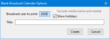 Blank Broadcast Calendar Options