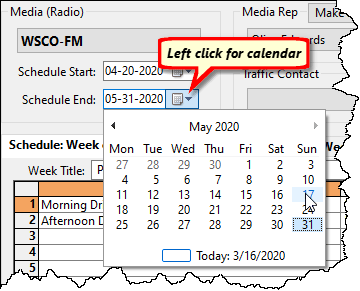 Drop Down Calendar
