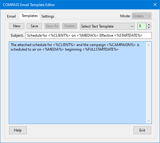 COMPASS Mail Template Editor