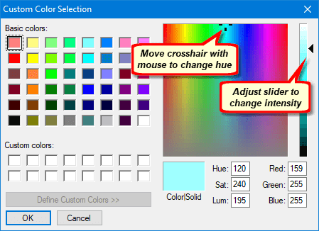 Custom Color Selection