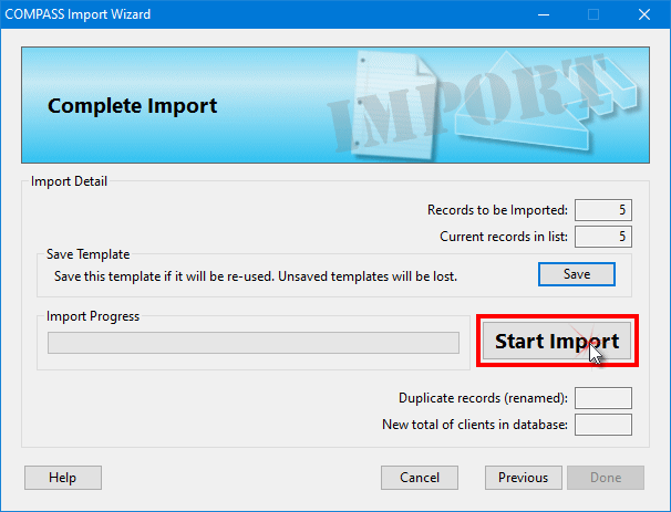 Import Wizard Step 4 -- Completing the Import