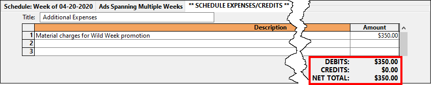 Schedule Expenses/Credits