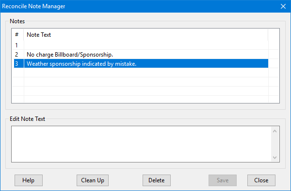 Reconciliation Note Manager
