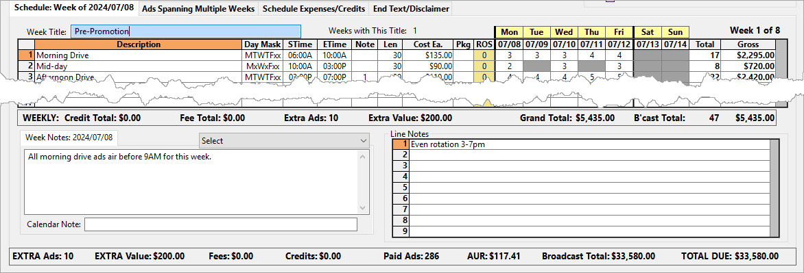 Weekly Schedule Grid